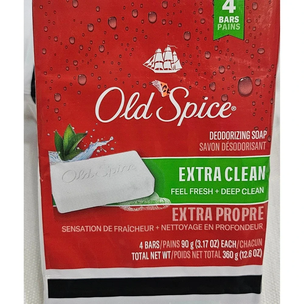 3 Packs - Old Spice Deodorizing Soap Extra Clean Feel Fresh 4‎ Bars 12.6 oz